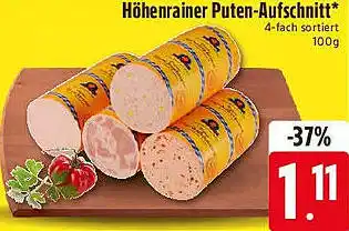 Edeka Höhenrainer Puten-Aufschnitt Angebot