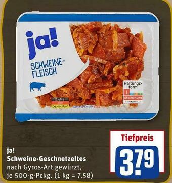 REWE Ja! schweine-geschnetzeltes Angebot