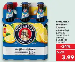 Kaufland PAULANER Weißbier Zitrone alkoholfrei Angebot