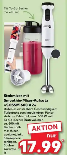 Kaufland On top stabmixer mit smoothie-mixer-aufsatz sossm 600 a2 Angebot