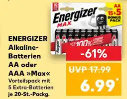 Kaufland Energizer alkaline-batterien aa oder aaa max Angebot