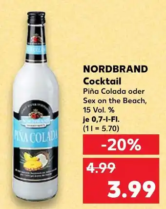 Kaufland Nordbrand cocktail piña colada oder sex on the beach Angebot