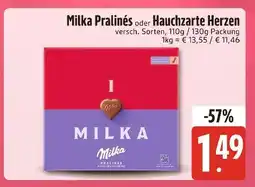 E-Center Milka milka pralinés oder hauchzarte herzen Angebot