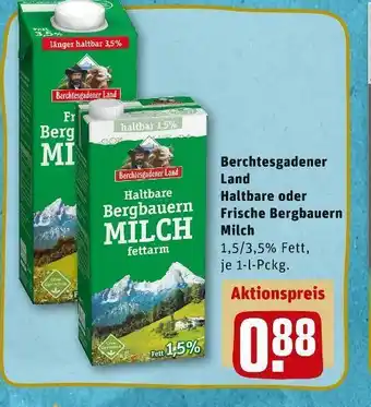 REWE Berchtesgadener land haltbare oder frische bergbauern milch Angebot