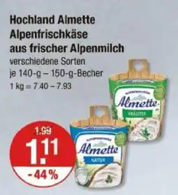 V Markt Hochland almette kräuter oder almette natur Angebot