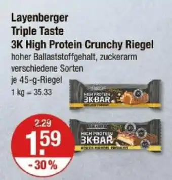 V Markt Layenberger triple taste 3k high protein crunchy riegel Angebot