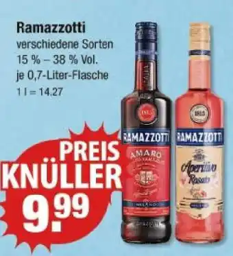 V Markt Ramazzotti amaro oder aperitivo rosato Angebot