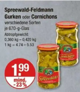 V Markt Spreewald-feldmann gurken oder cornichons Angebot