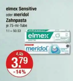 V Markt Elmex sensitive oder meridol zahnpasta Angebot