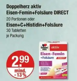 V Markt Doppelherz eisen-femin+folsäure direct oder eisen+c+histidin+folsäure Angebot