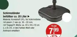 V Markt Schirmständer befüllbar ca. 20 liter Angebot