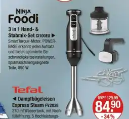V Markt Ninja oder tefal foodi 3 in 1 hand- & stabmix-set ci100eu oder dampfbügeleisen express steam fv2838 Angebot