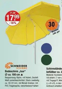 V Markt Schneider schirme badeschirm isar Angebot