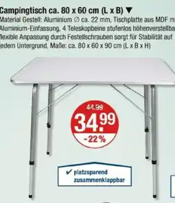 V Markt Campingtisch ca. 80 x 60 cm (l x b) Angebot