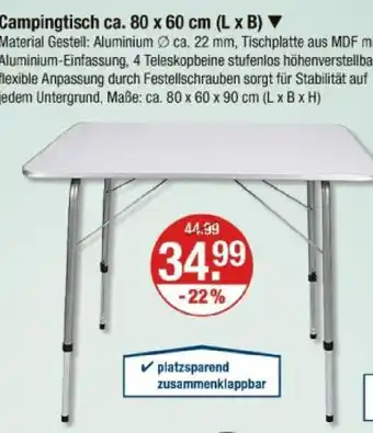 V Markt Campingtisch ca. 80 x 60 cm (l x b) Angebot