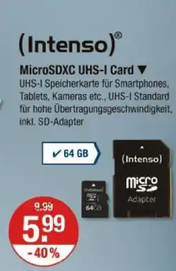 V Markt Intenso microsdxc uhs-i card Angebot