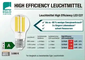 V Markt Eglo leuchtmittel high efficiency led e27 Angebot