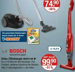 V Markt Bosch akku-/stielsauger bbhf214r Angebot