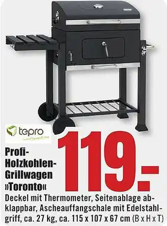 B1 Discount Baumarkt tepro Profi Holzkohlen Grillwagen Toronto Angebot