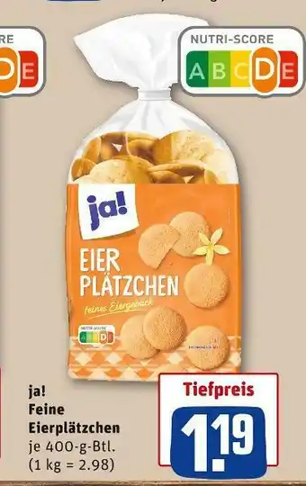 REWE Ja! feine eierplätzchen Angebot