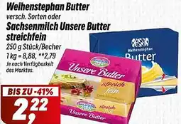 Simmel Weihenstephan Butter, Sachsenmilch Unsere Butter streichfein Angebot