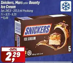 Simmel Snickers, Mars oder Bounty Ice Cream Angebot