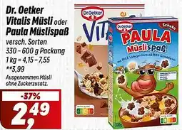 Simmel Dr. Oetker Vitalis Müsli oder Paula Müslispaß Angebot