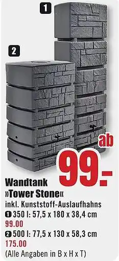 B1 Discount Baumarkt Wandtank Tower Stone Angebot