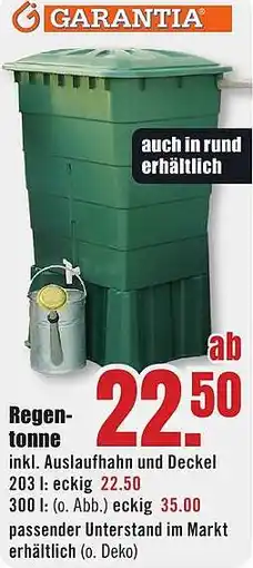 B1 Discount Baumarkt GARANTIA Regentonne Angebot