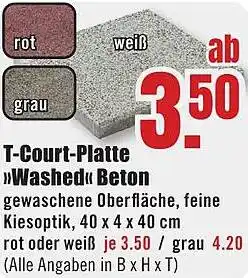B1 Discount Baumarkt T-Court-Platte Washed Beton Angebot