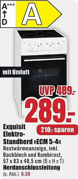 B1 Discount Baumarkt Exquisit Elektro Standherd ECM 5-4 Angebot