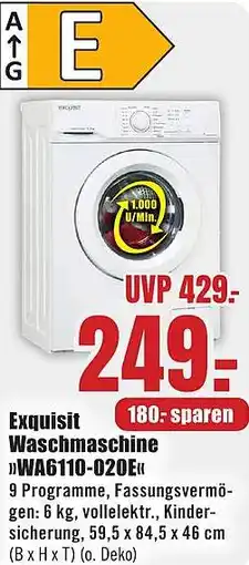 B1 Discount Baumarkt Exquisit Waschmaschine WA6110-020E Angebot