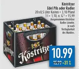diska Köstritzer Edel Pils oder Radler Angebot
