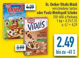 diska Dr. Oetker Vitalis Müsli oder Paula Müslispaẞ Schoko Angebot