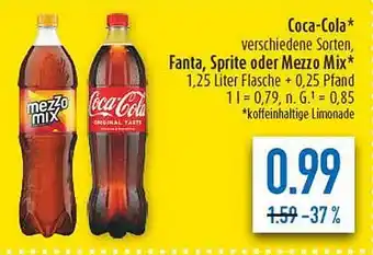 diska Coca-Cola Fanta, Sprite oder Mezzo Mix Angebot