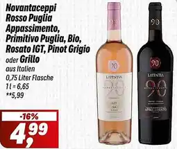 Simmel Novantaceppi Rosso Puglia Appassimento, Primitivo Puglia, Bio, Rosato IGT, Pinot Grigio oder Grillo Angebot