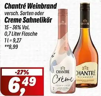 Simmel Chantré Weinbrand oder Creme Sahnelikör Angebot