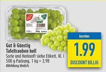 diska Gut & Günstig Tafeltrauben hell kernlos Angebot