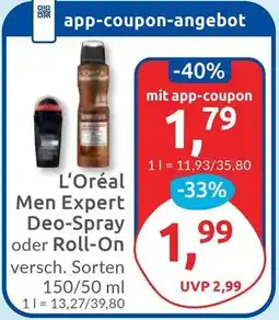Budni L'Oréal Men Expert Deo-Spray oder Roll-On Angebot