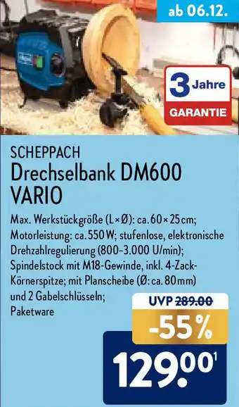 Aldi Nord Scheppach Drechselbank DM600 Vario Angebot