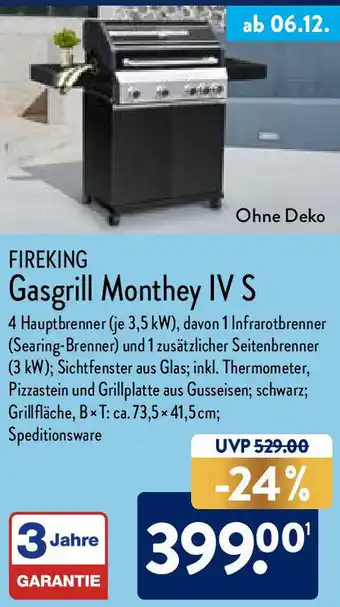 Aldi Nord Fireking Gasgrill Monthey IV S Angebot