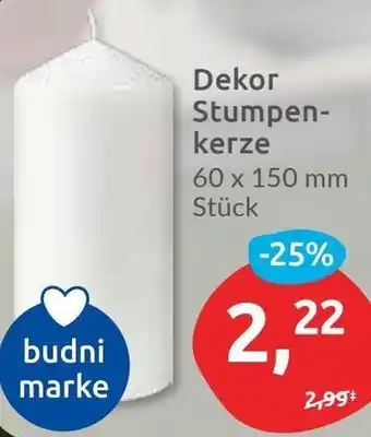 Budni Dekor Stumpenkerze Angebot
