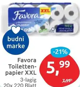 Budni Favora Toilettenpapier XXL Angebot