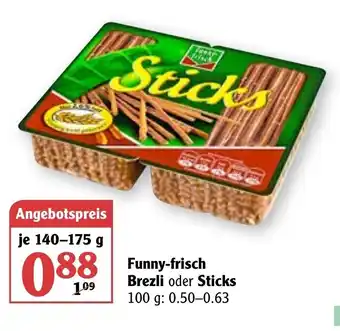 Globus Funny frisch Brezli oder Sticks 140-175g Angebot