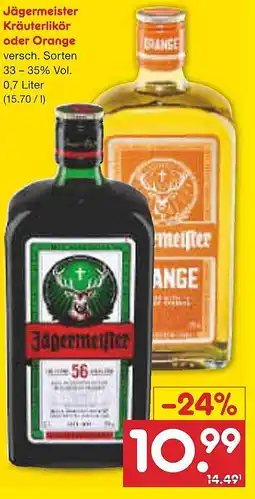 Netto Marken-Discount Jägermeister Kräuterlikör oder Orange Angebot