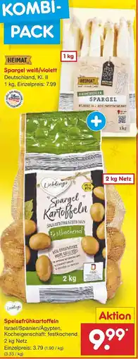 Netto Marken-Discount HEIMAT Spargel weiß/violett+ Speisefrühkartoffeln Angebot