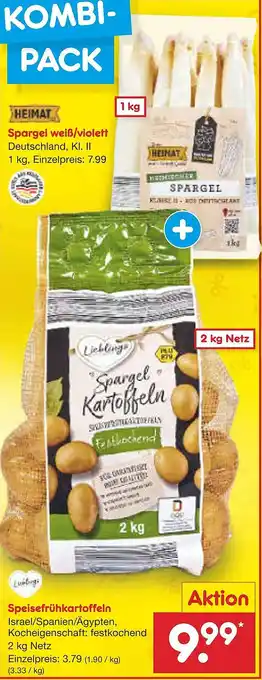 Netto Marken-Discount HEIMAT Spargel weiß/violett+ Speisefrühkartoffeln Angebot