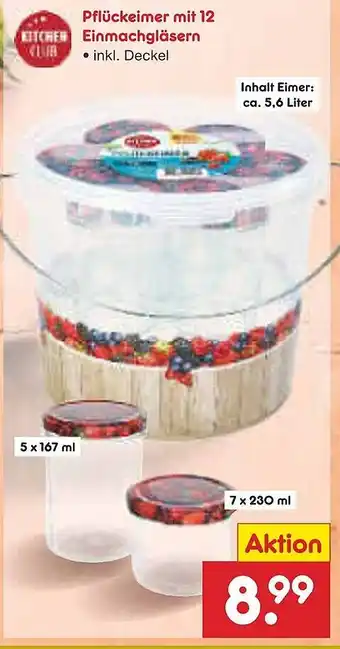 Netto Marken-Discount Pflückeimer mit 12 Einmachgläsern Angebot