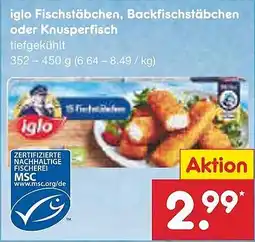 Netto Marken-Discount iglo Fischstäbchen, Backfischstäbchen oder Knusperfisch Angebot