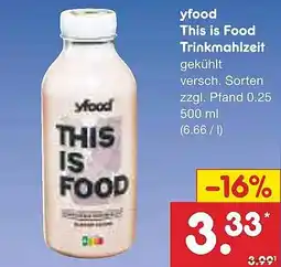 Netto Marken-Discount yfood This is Food Trinkmahlzeit Angebot